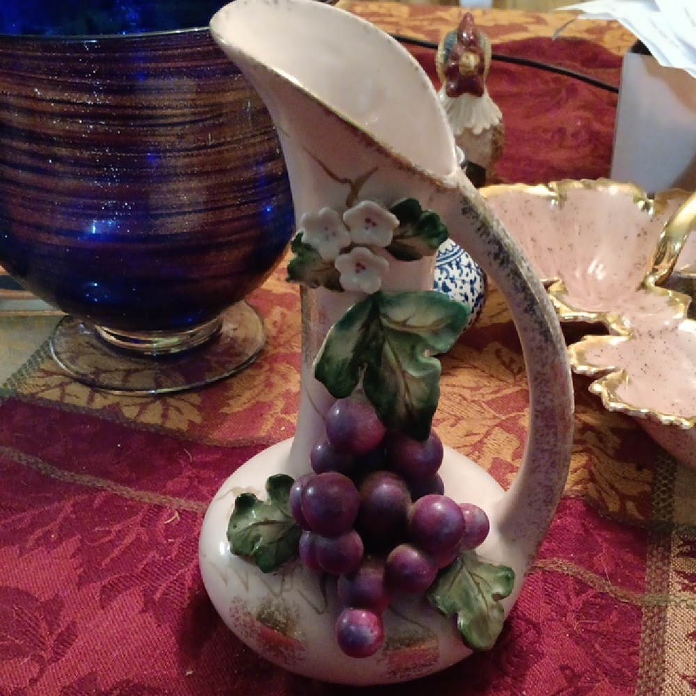 Purple and Green Decorative Ceramics with Grape Design